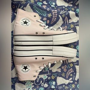 Light Pink high top platform converse